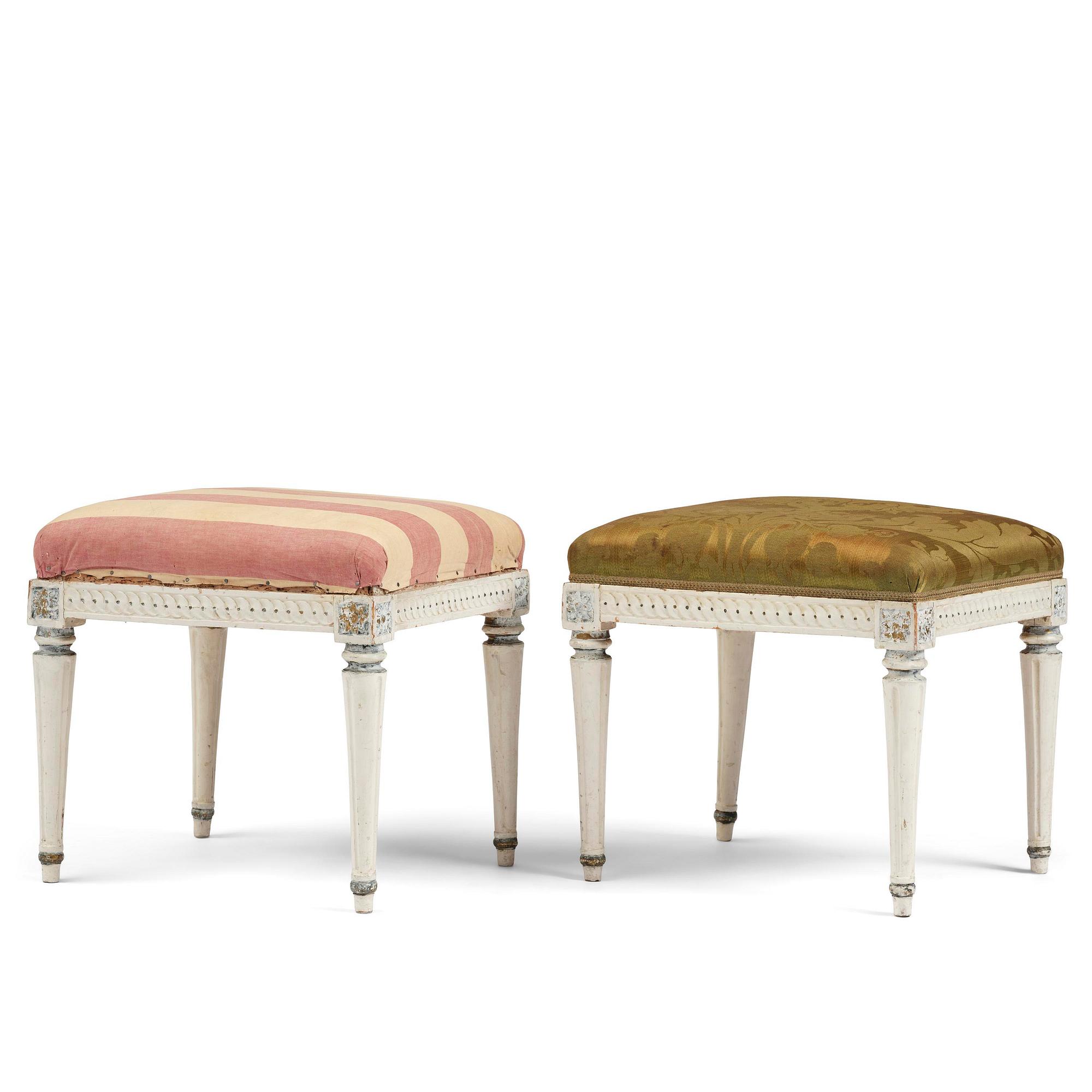 A pair of Gustavian stools by J. E. Höglander (master in Stockholm 1777-1813).
