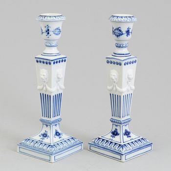 A pair of porcelain candle sticks, "Musselmalet", Royal Copenhagen, Denmark,