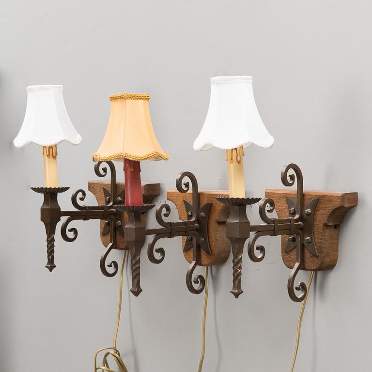 A set of 3 late 20th century wall lights.