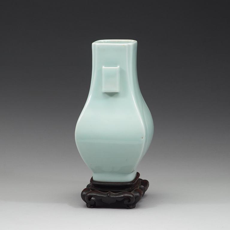 A pale celadon vase, Qing dynasty with Guangxus six character mark and period (1874-1908).