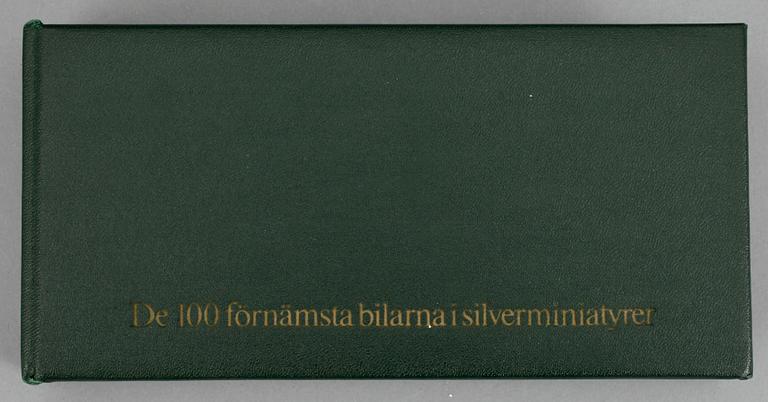 MINIATYRPLAKETTER, 100 st, sterlingsilver, Franklin Mints, 1900-talets fjärde kvartal.