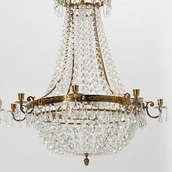 A contemporary Empirestyle chandelier for eight candles.