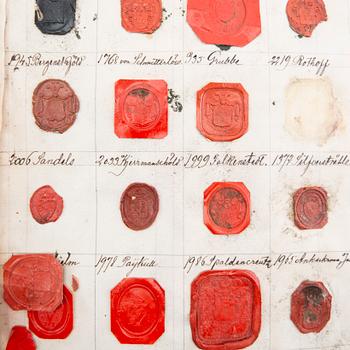 Större samling lacksigill, samt några oblater m m, 1700 - 1800-tal.