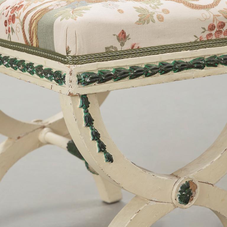 Three painted late gustavian stools c. year 1800.