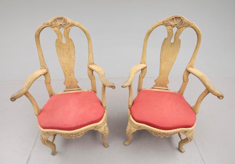 KARMSTOLAR, 1 par, rokoko, 1700-tal.