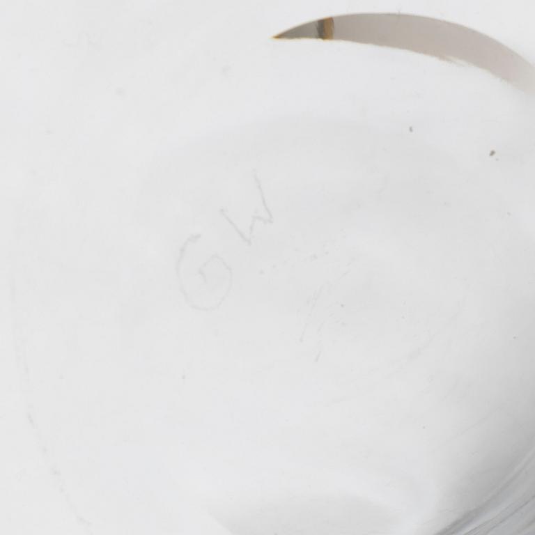 Erik Höglund, an engraved glass bowl "The Emperor's New Clothes", model H 838, Boda 1950s.