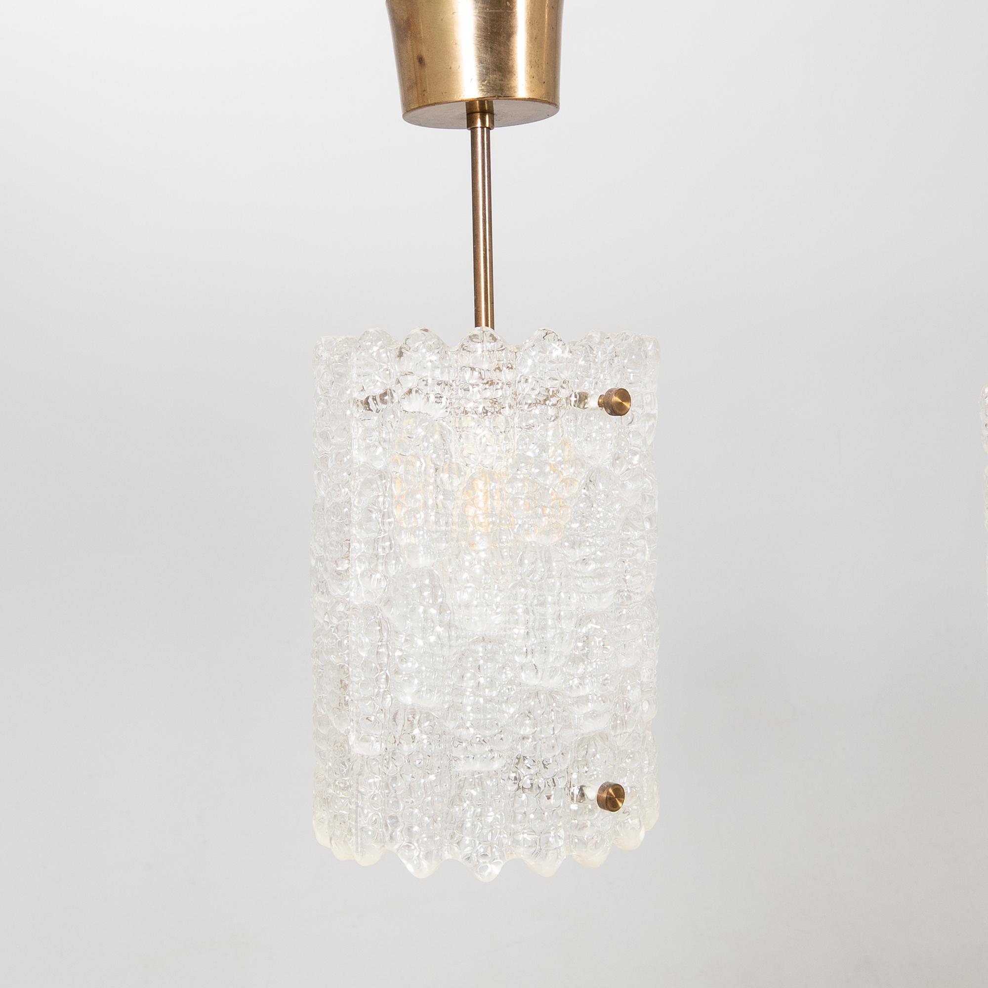 Carl Fagerlund, ceiling lamps a pair Orrefors later part of the 20th century.