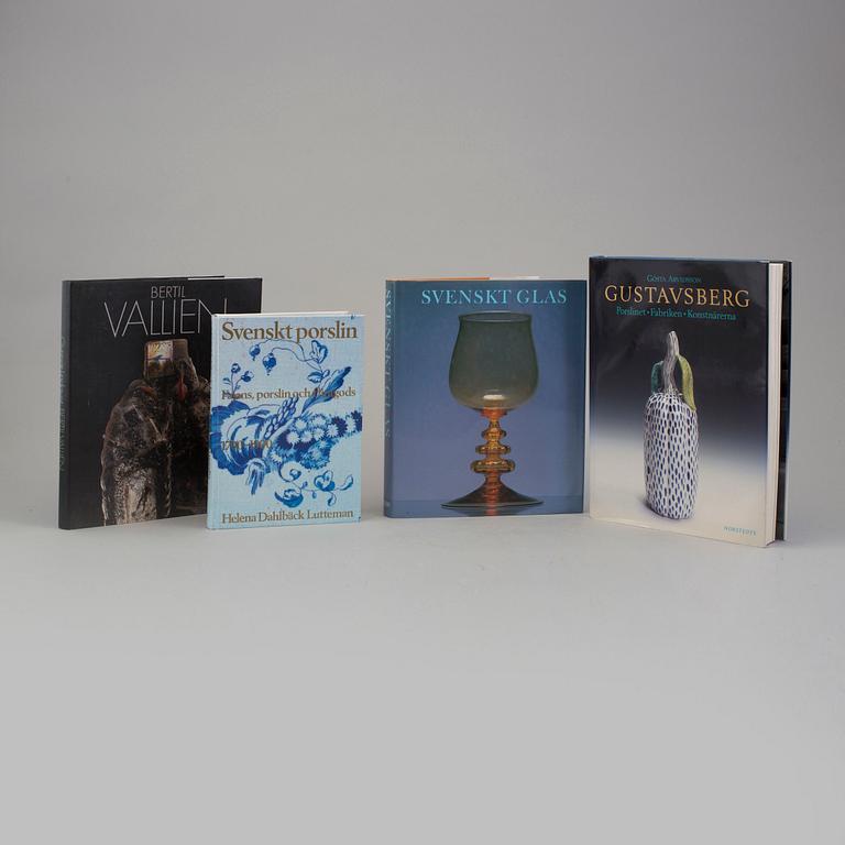 4 books on Swedish glass and porcelain.