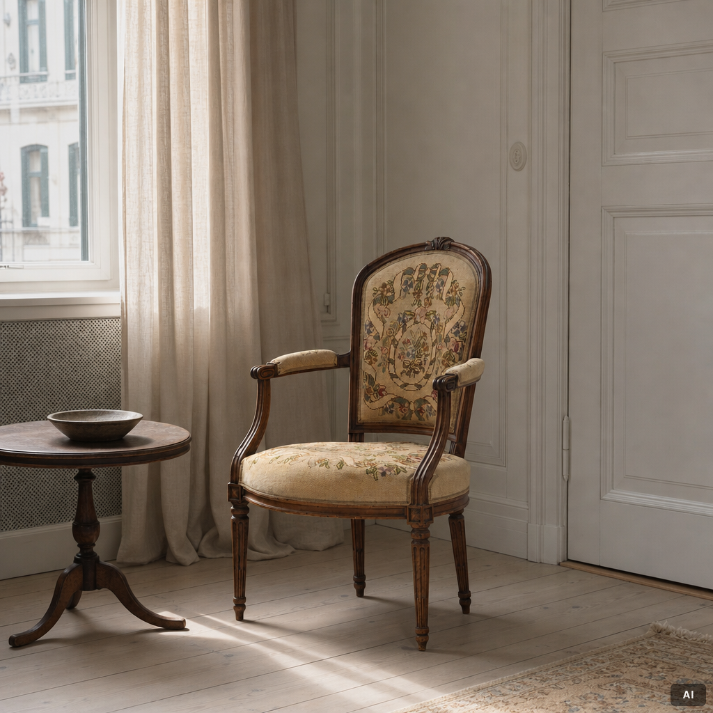 Karmstolar, ett par, Louis XVI-stil, 1800-tal,  Frankrike.