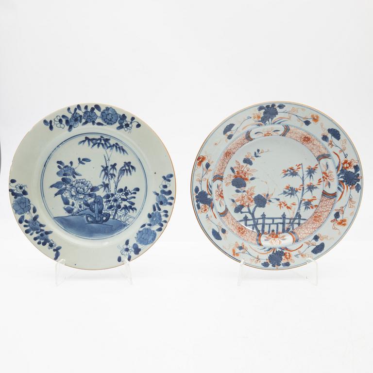 Tallrikar, 6 st, porslin, Kina, 17/1800-tal.
