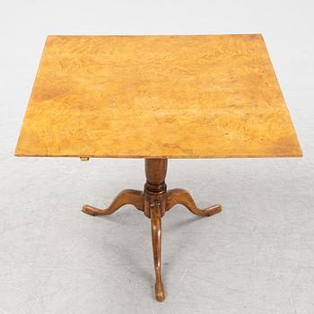 A Swedish root veneered tilt top table, end of the 18th Century.