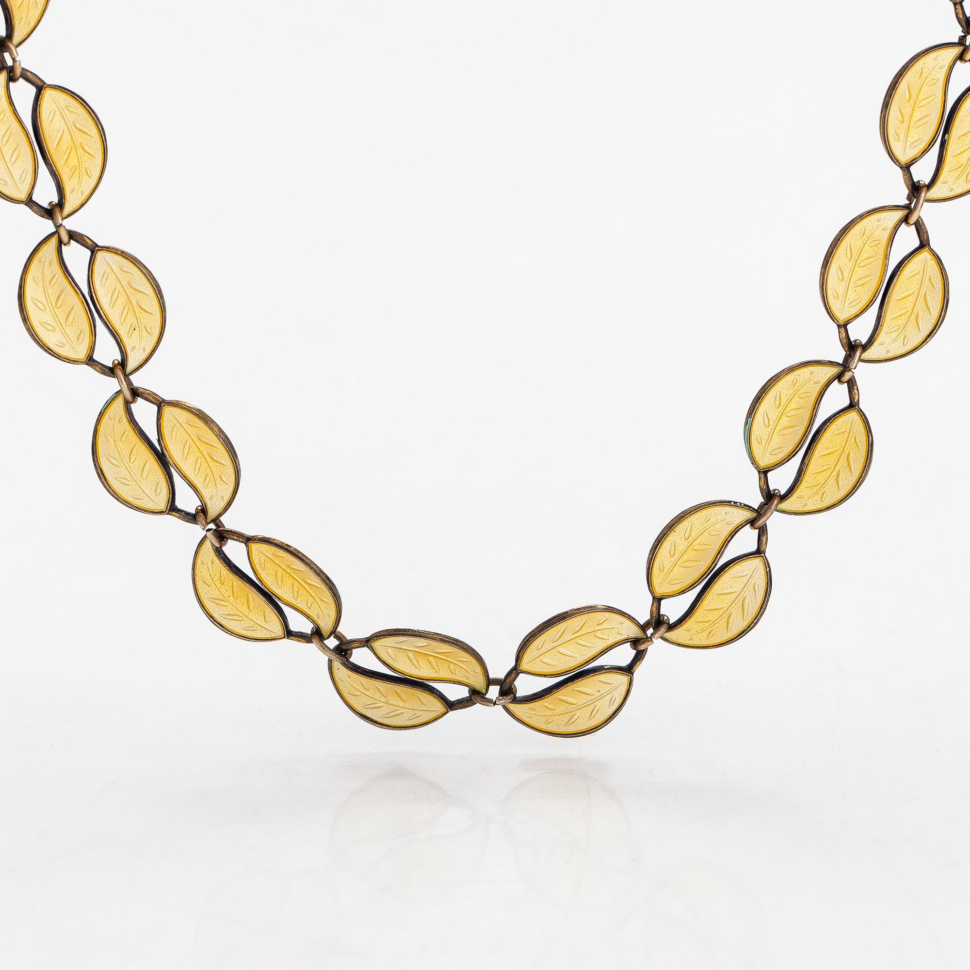 David Andersen, collier, förgyllt sterlingsilver och emalj, Norge.