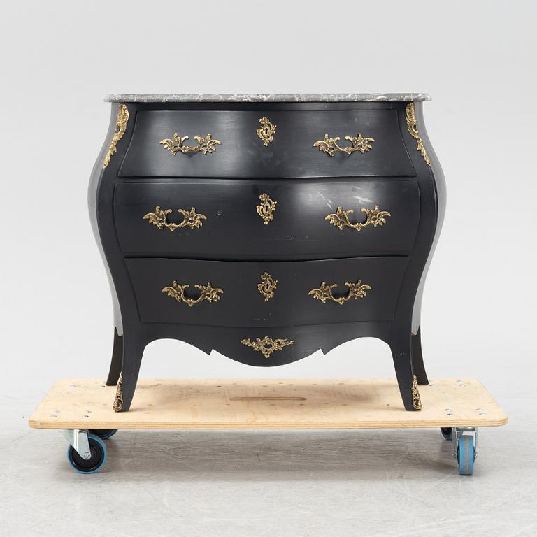 A painted Rococo style chest of drawers, mid 20th Century.
