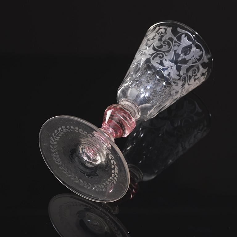 A Bohemian glass goblet, 18th Century.