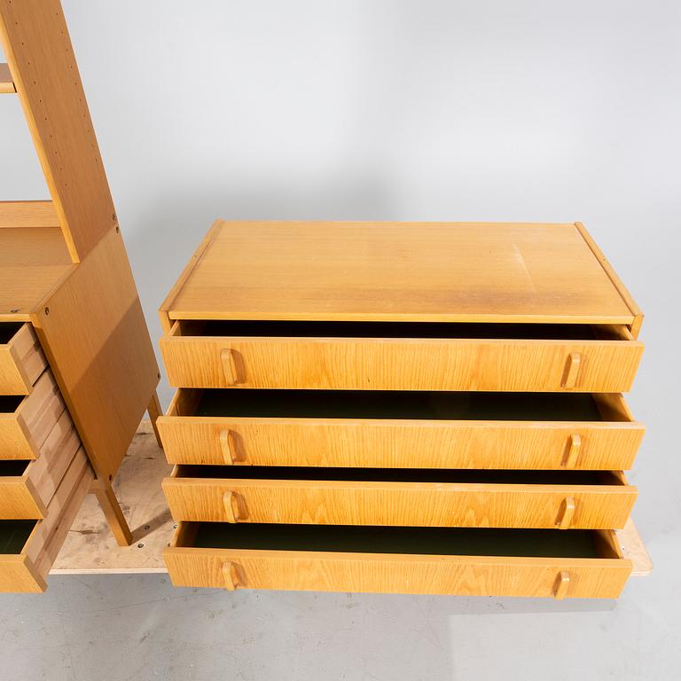 A 3 pcs oak shelf system "Variett" by Bertil Fridhagen for Bodafors, second half of the 20th century.