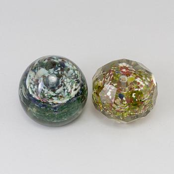 PAPERWEIGHTS, 2 pcs, glass, early 20th century.