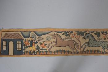 VÄGGBONAD, målad på duk, Södra Unnaryd socken, enligt påskrift. Småland, Omkring 1900.