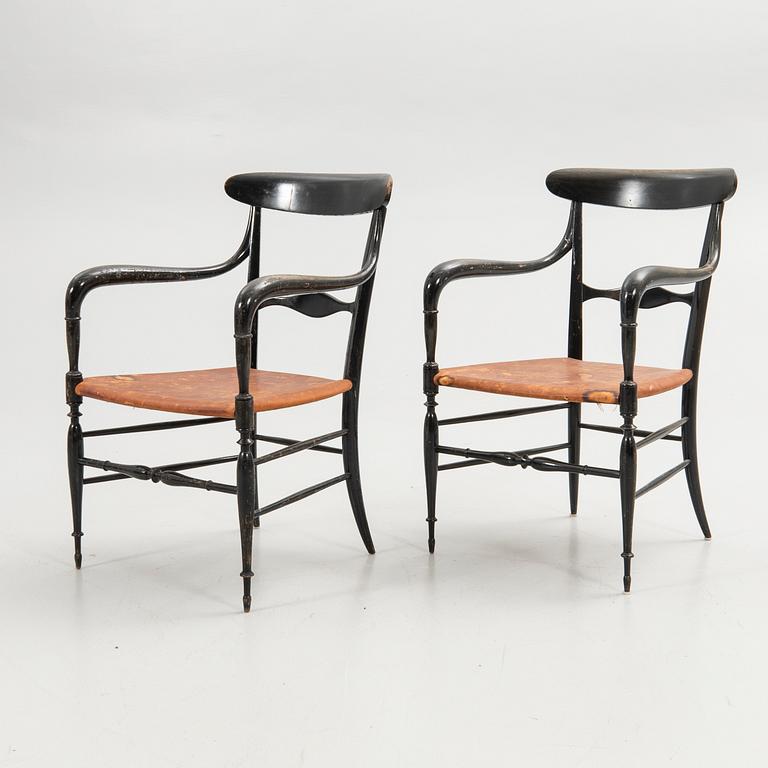 Armchairs, a pair, probably Chiavari, Italy, 20th century.