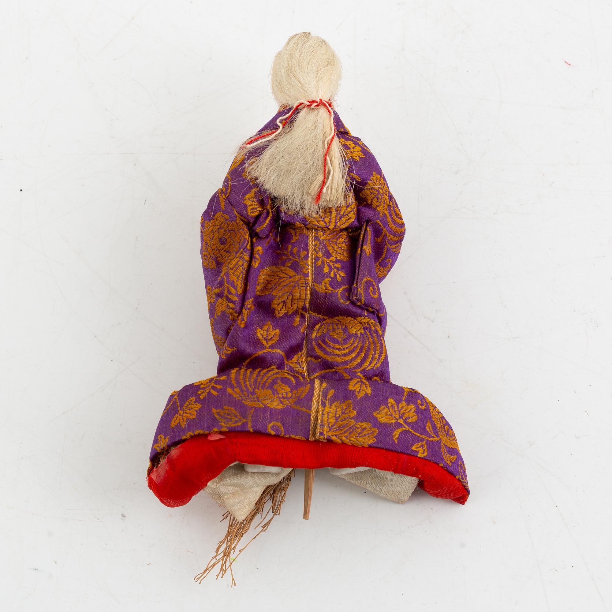 Doll, doll furniture, and table screen, Japan, wood, lacquer and paper, partly Showa, 20th century.