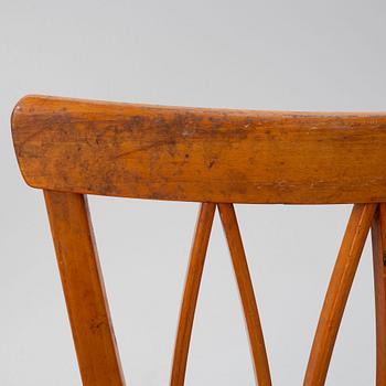 Carl Malmsten, stolar, 4 st, "Pyramid", Åfors Möbelfabrik, 1900-talets mitt.