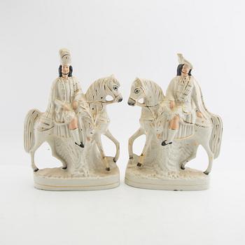 Eight Staffordshire-type figurines, England, early 20th Century.