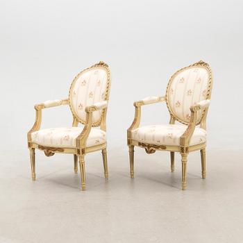 Armchairs in Gustavian style, first half of the 20th century.