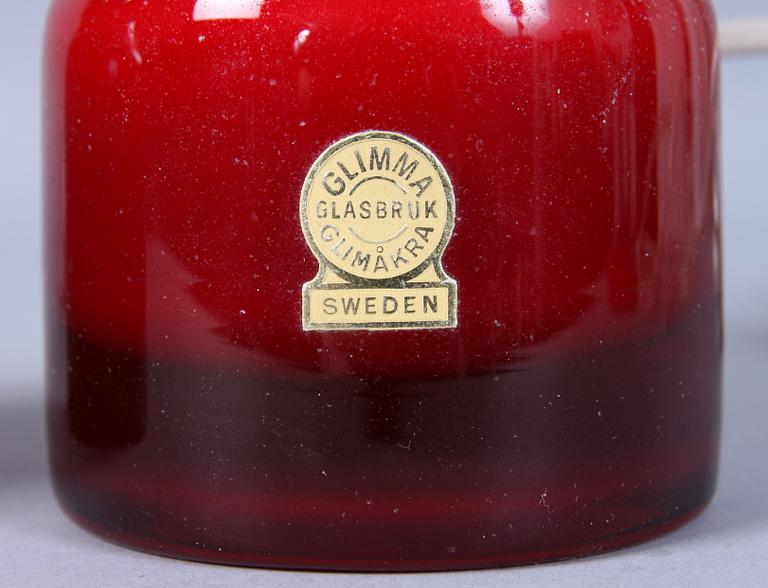 BORDSLAMPOR, ett par, glas, Glimma Glasbruk, Glimåkra, etikettmärkta, 1960/1970-tal.
