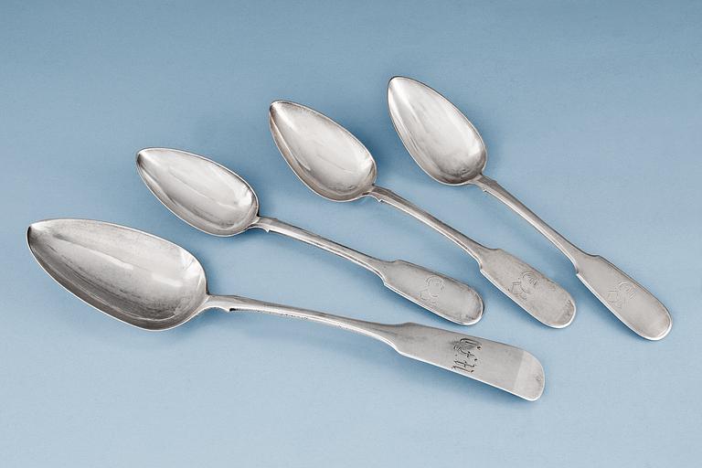 FOUR RUSSIAN SPOONS.