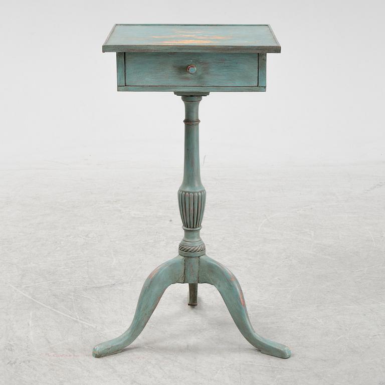 A painted late Gustavian style table with a drawer.