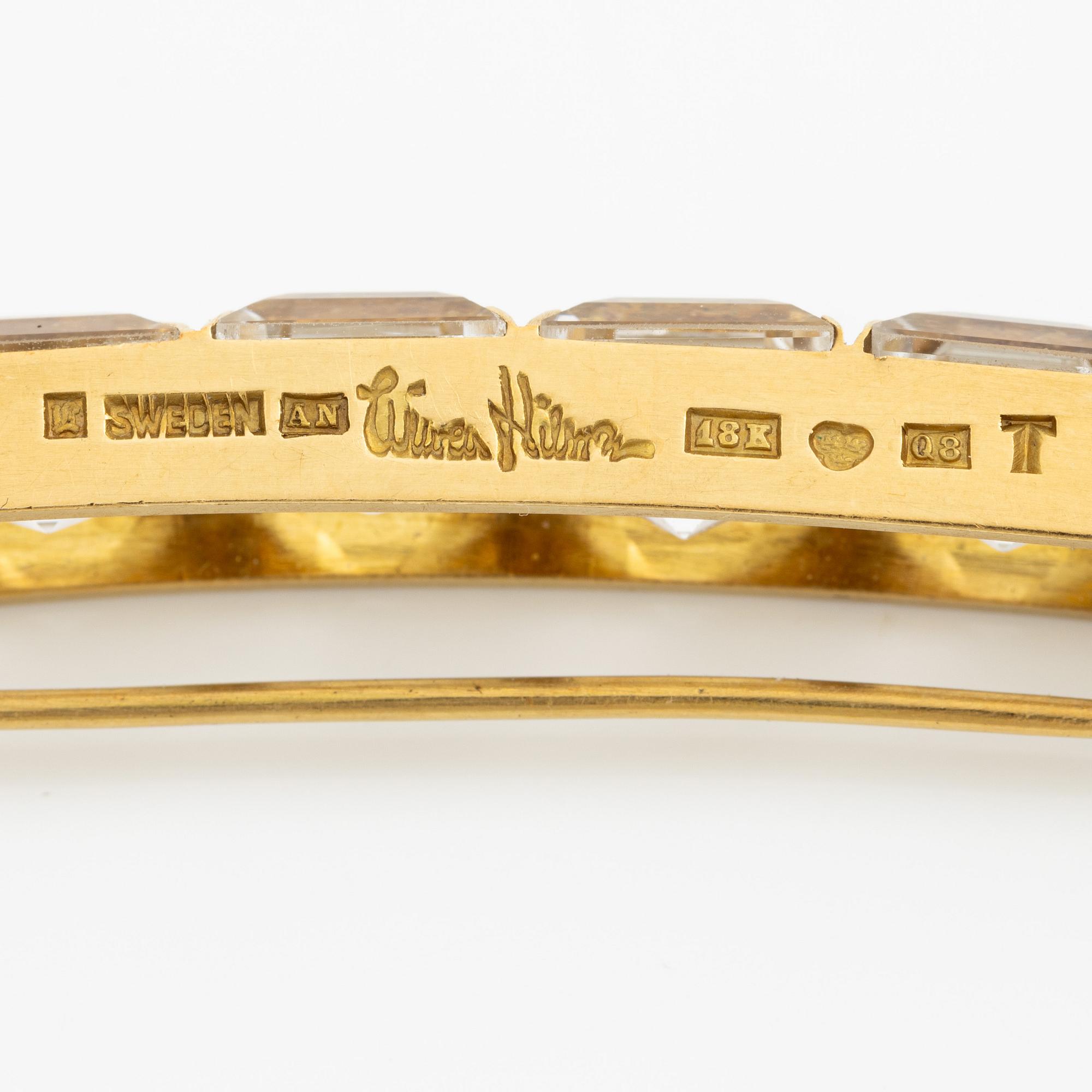 Wiwen Nilsson, a brooch, 18K gold with faceted rock crystal, Lund 1942.