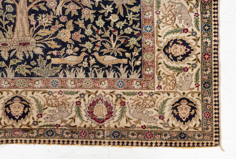 An antique silk Paderma/Kayseri rug, c. 217 x 153 cm.
