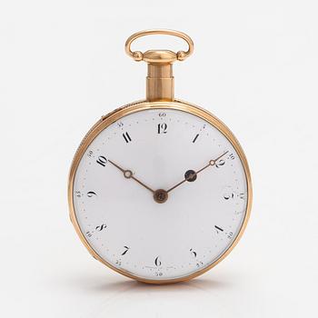 A gold pocket watch, quarter repeater, 19th century.