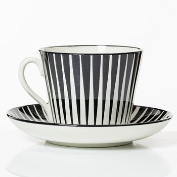 Eugen Trost, tea cups with saucers, 7 pieces, stoneware, "Zebra", Gefle, 1950s.