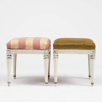 A pair of Gustavian stools by J. E. Höglander (master in Stockholm 1777-1813).