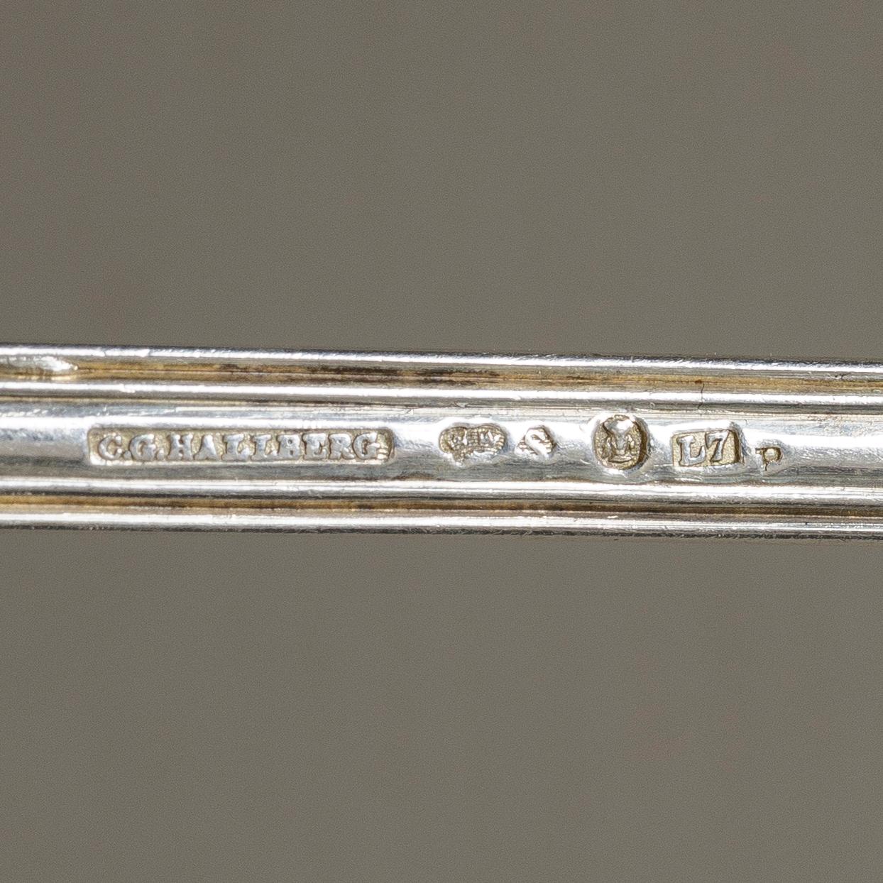 17 pieces of silver cutlery, mostly CG Hallberg, Sweden, 1842-1927.