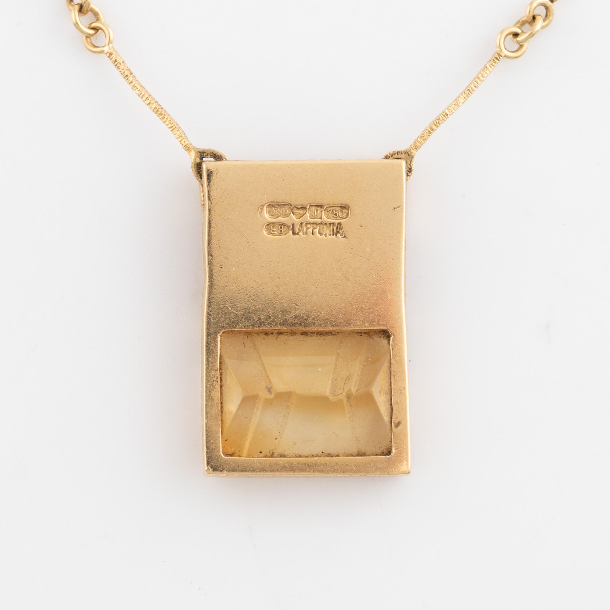 Björn Weckström, collier "Luxa", 18K gold and citrine. Lapponia.