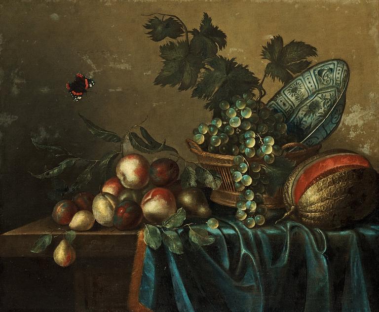 Gillis Gillisz. de Bergh, Still life with fruits and a butterfly.