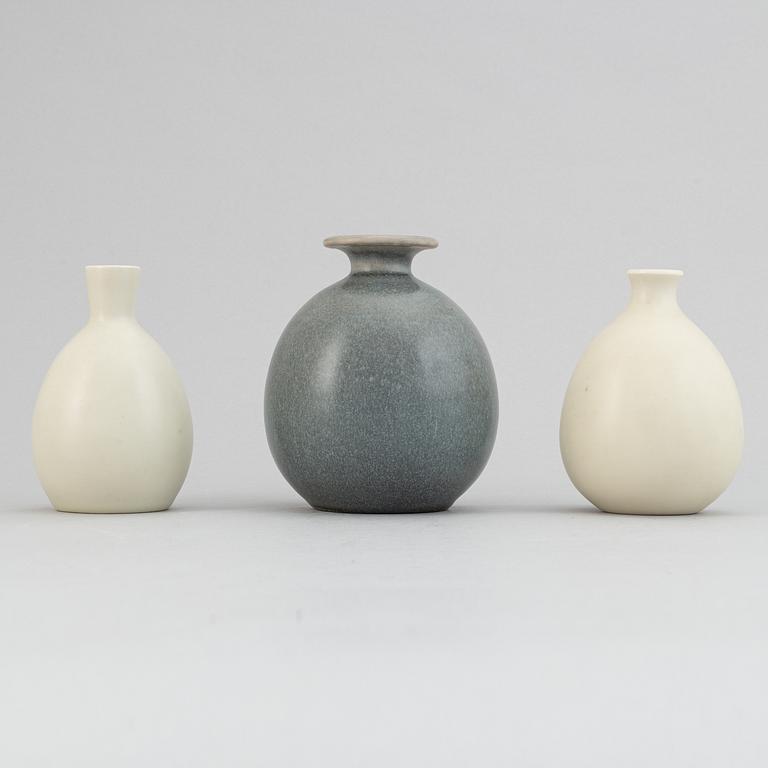 Erich & Ingrid Triller, a set of three stoneware vases, Tobo.