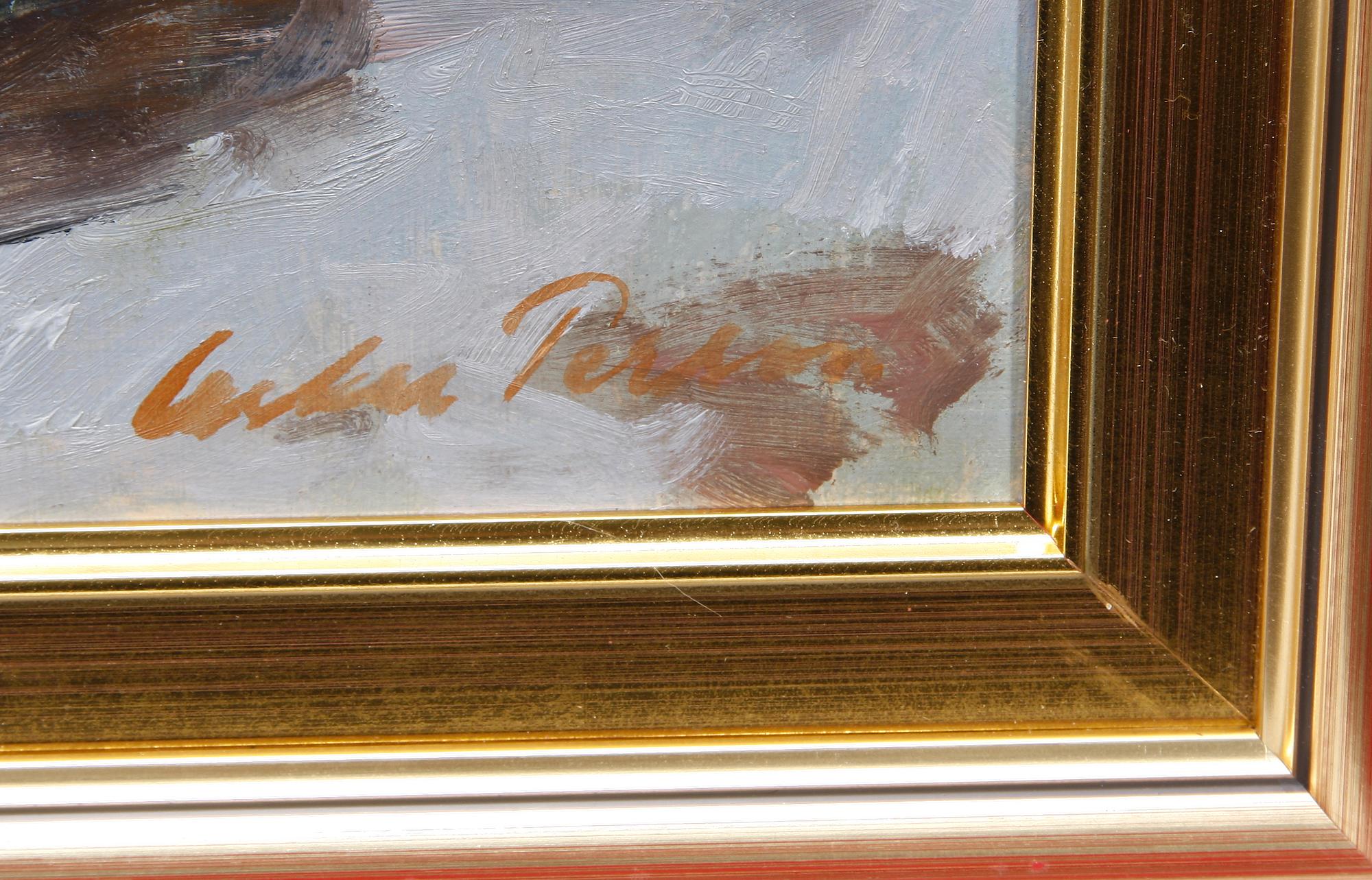 OSKAR PERSON, olja på pannå, sign.