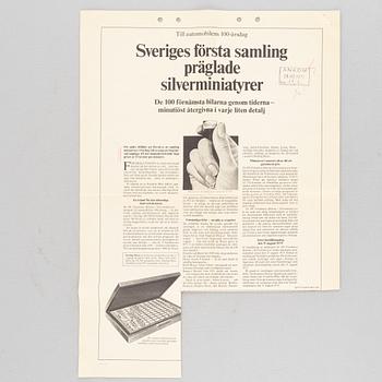 Franklin Mint, miniatures, 100 pcs, sterling silver, "The 100 Greatest Cars", 1975.