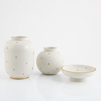 Wilhelm Kåge, "Carrara", 3 pieces, stoneware, Gustavsberg.