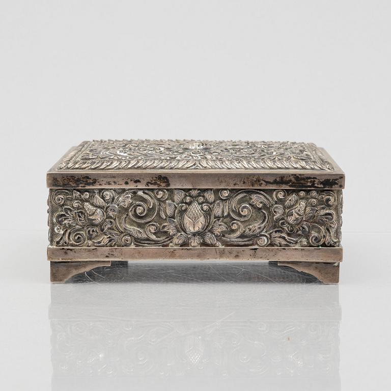 A yogya silver box, Indonesia, 20th century.