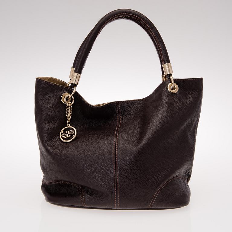 LANCEL FRENCH FLAIR GRAINED LEATHER TOTE BAG.