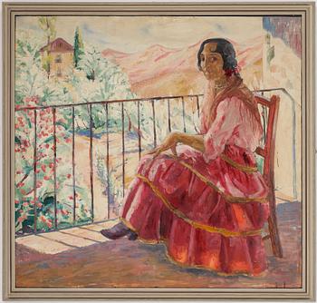 GUSTAF CARLSTRÖM. Olja på pannå. Signerad Gustaf Carlström och daterad 1918.