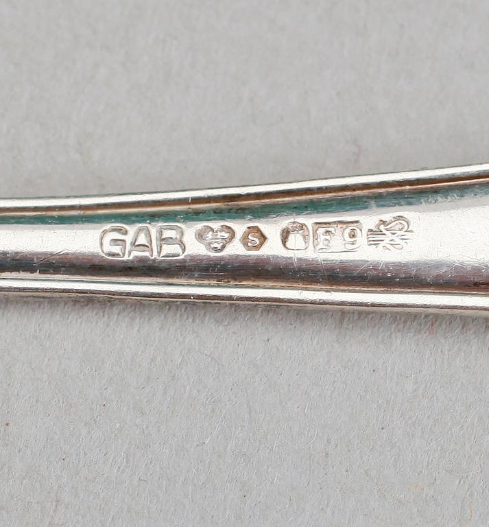 KAFFESKEDAR, 12 st, silver, GAB, Stockholm 1940-/50-tal. Vikt ca 162 g.