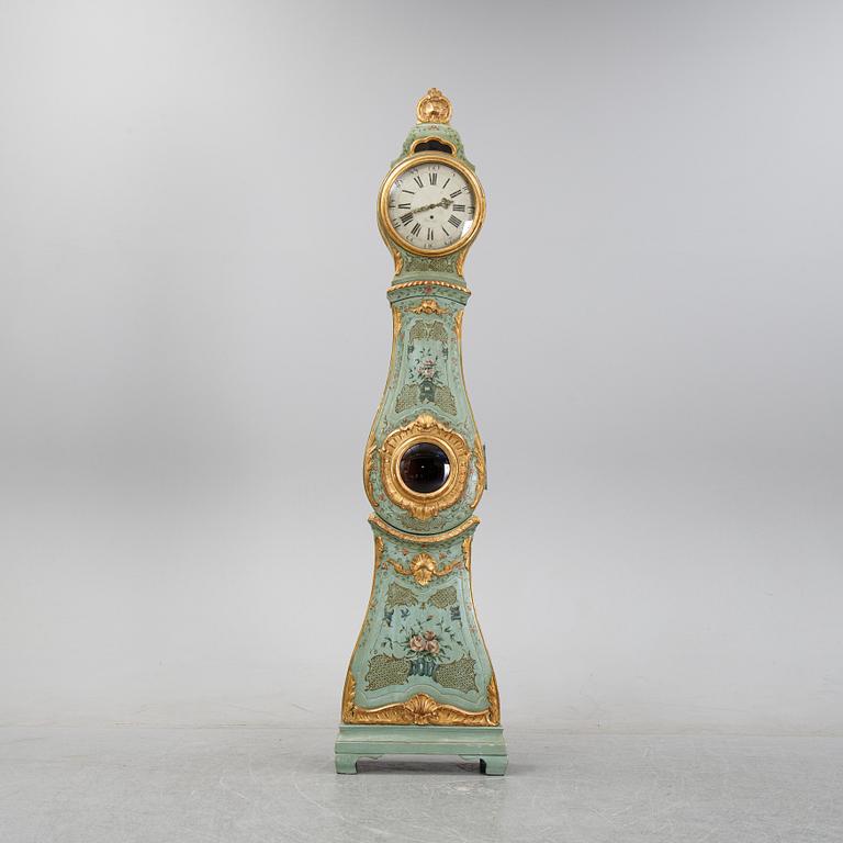 A Swedish painted Rococo longcase clock mid 1700's.