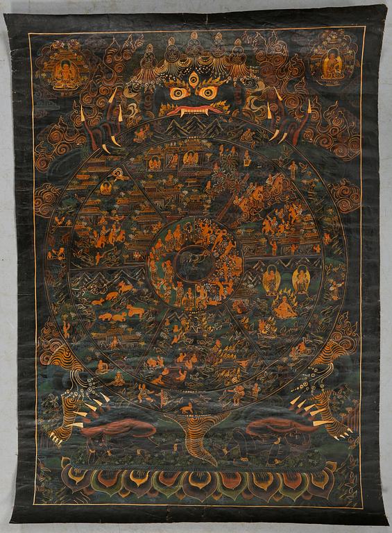 TANKA, blandteknik, orientalisk, 1800/1900-tal.