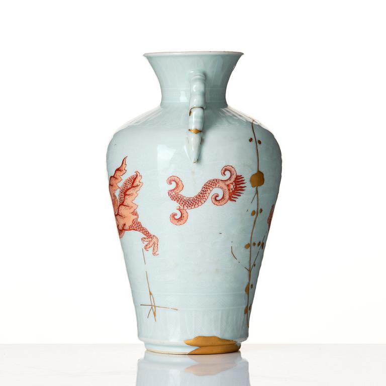 A rare Meiping vase with dragon handles, Qing dynasty, with Yongzheng mark and of the period (1723-35).