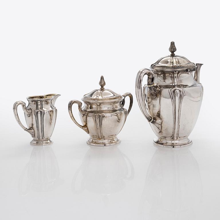 Teservis, 3 delar, silver, importstämplade i Prag 1901-1921.