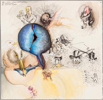 ULF RAHMBERG, Mixed media on paper, signed with monogram verso.
